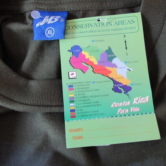 Costa Rica Eyes Of The Rainforest Tshirt Tee JB XL Green Short Sleeve Crewneck - Picture 7 of 8